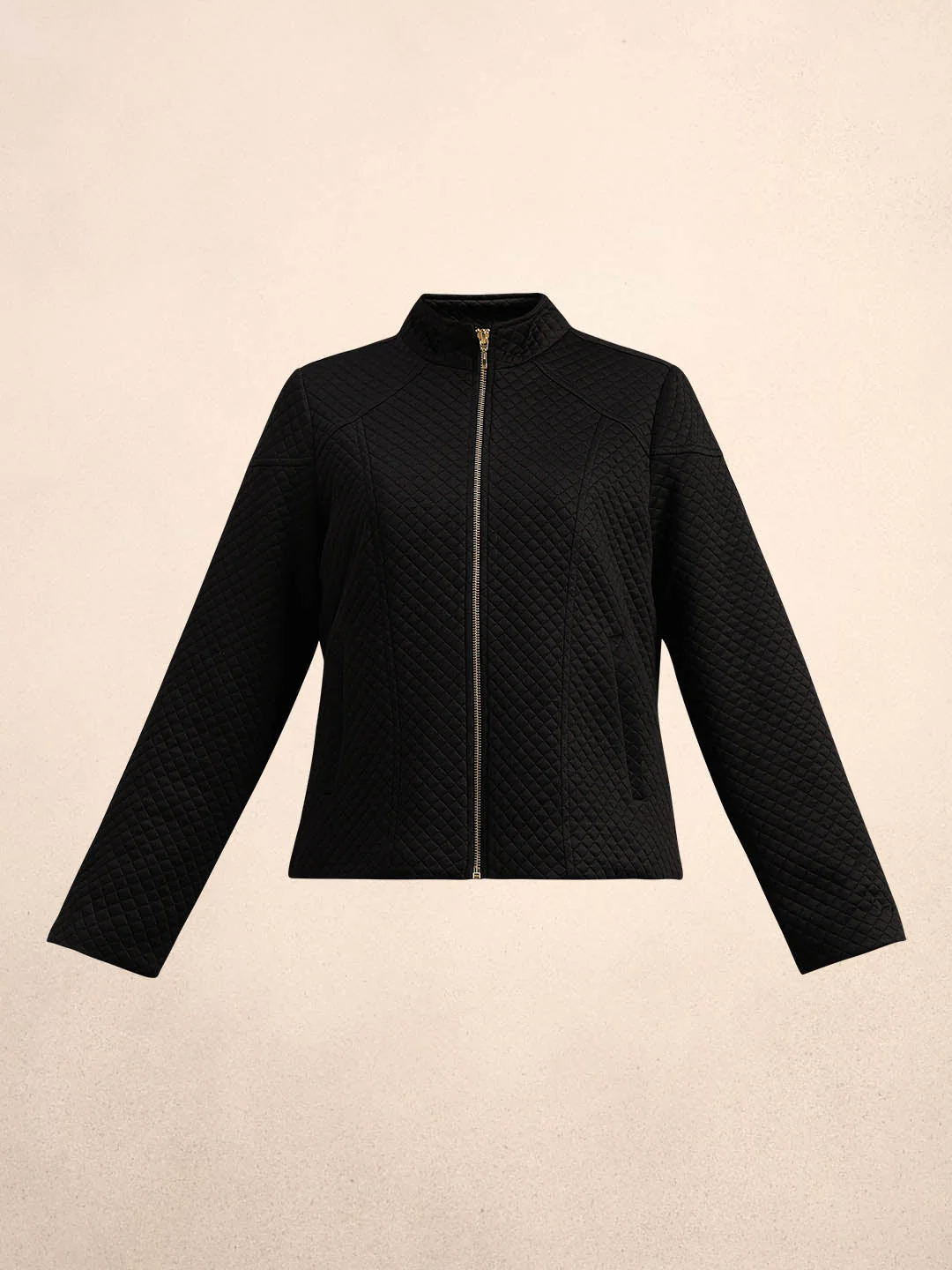 Black Quilted Zip Jacket - Image 7