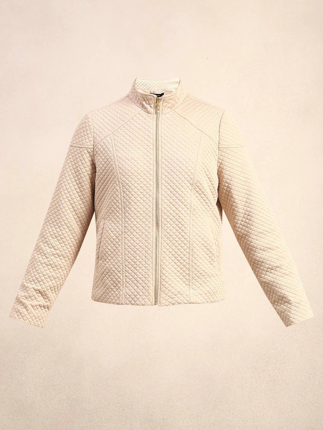 Cream Quilted Zip Jacket - Image 7