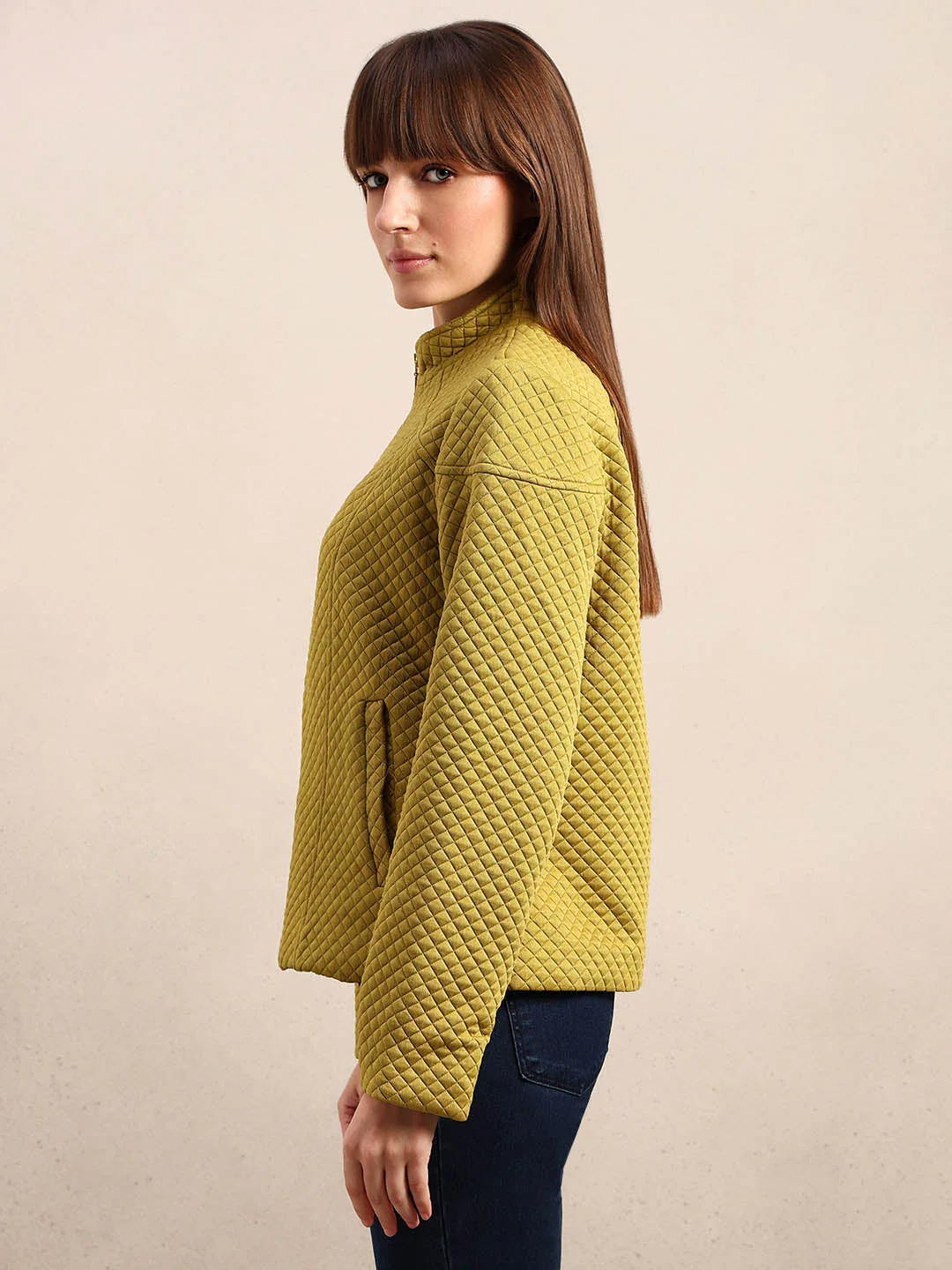 Sage Green Quilted Zip Jacket - Image 3
