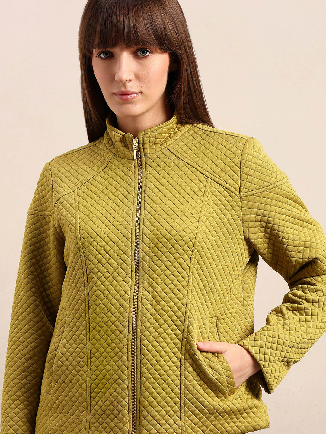 Sage Green Quilted Zip Jacket - Image 6