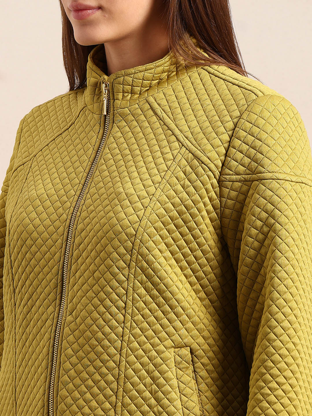 Sage Green Quilted Zip Jacket - Image 8