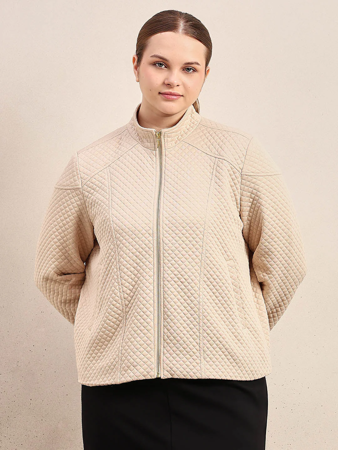 CURVE Beige Quilted Jacket - Image 2