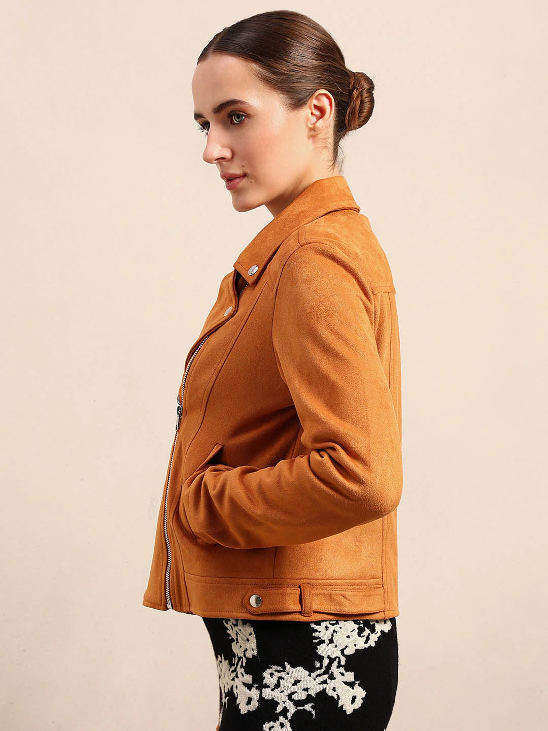 Faux Suede Biker Jacket - Image 3