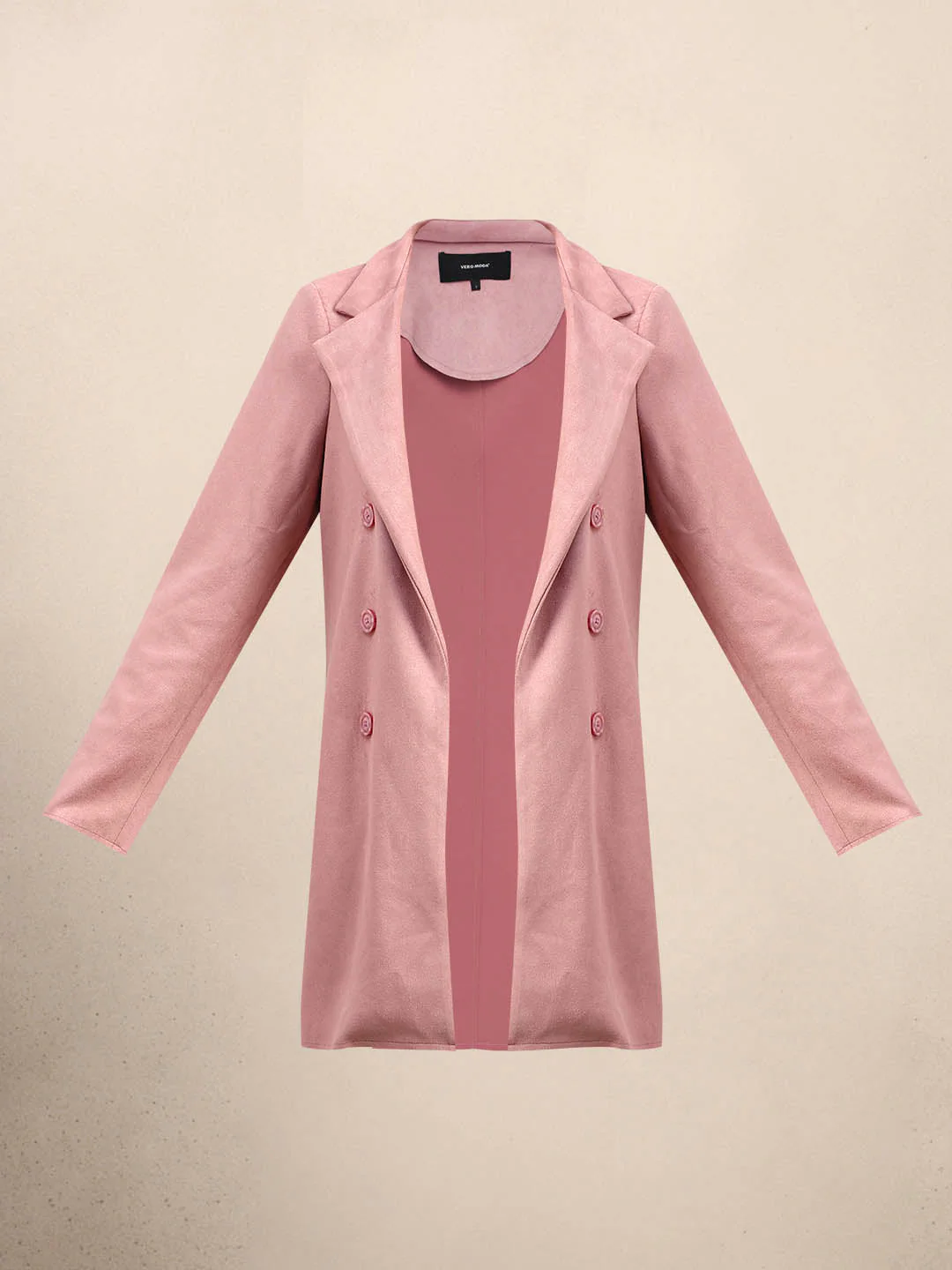 Pink Long Faux Suede Coat - Image 7
