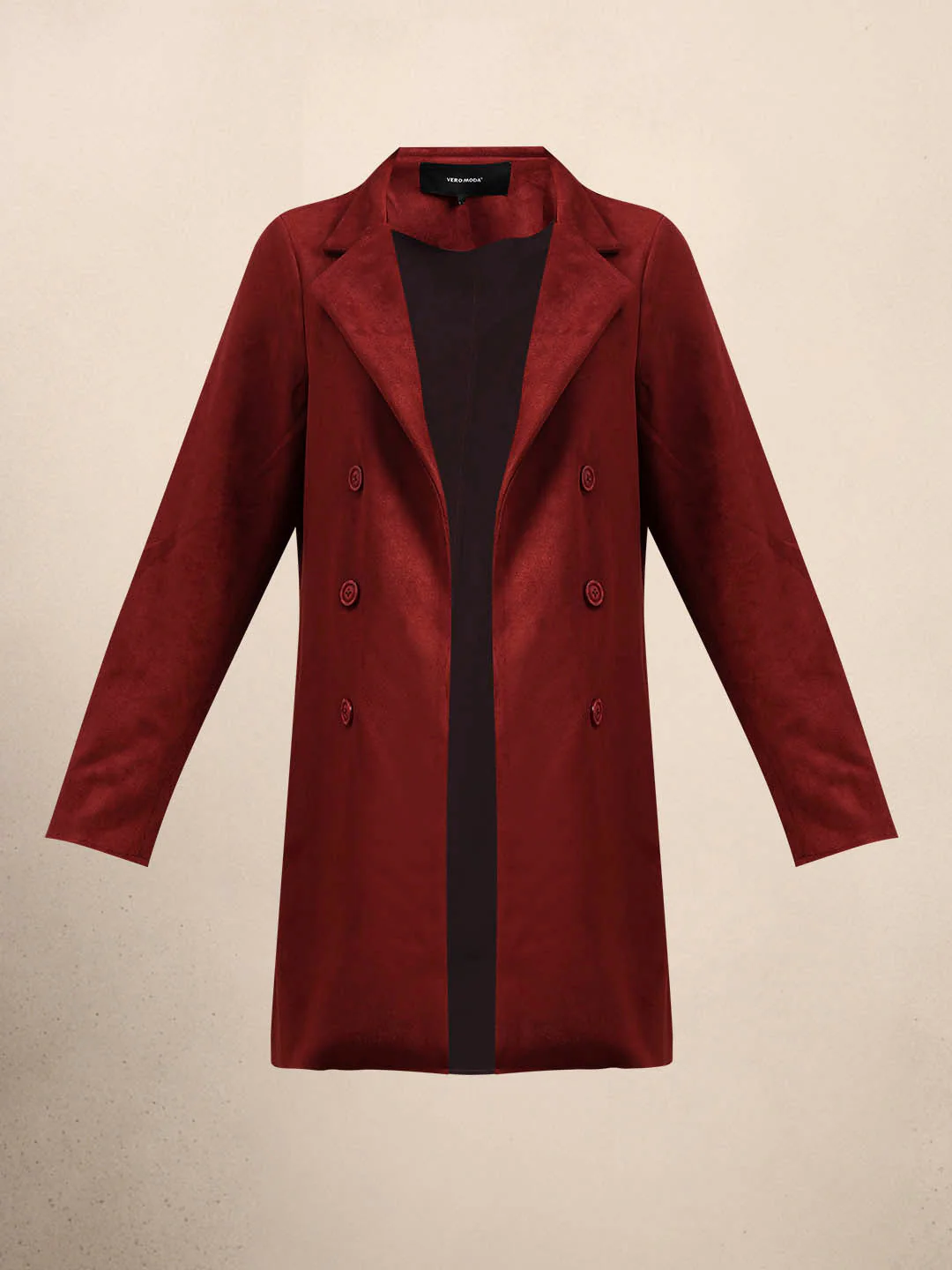 Reddish Brown Long Faux Suede Coat - Image 7
