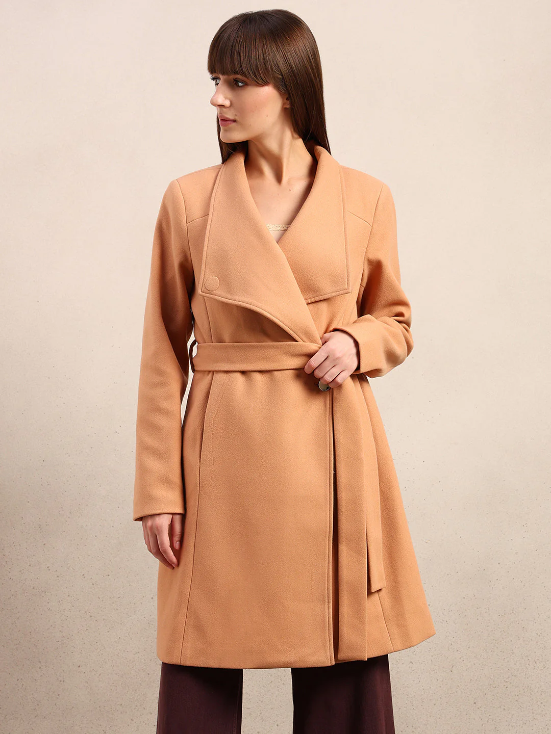 Belted Felt Wrap Coat - Image 2