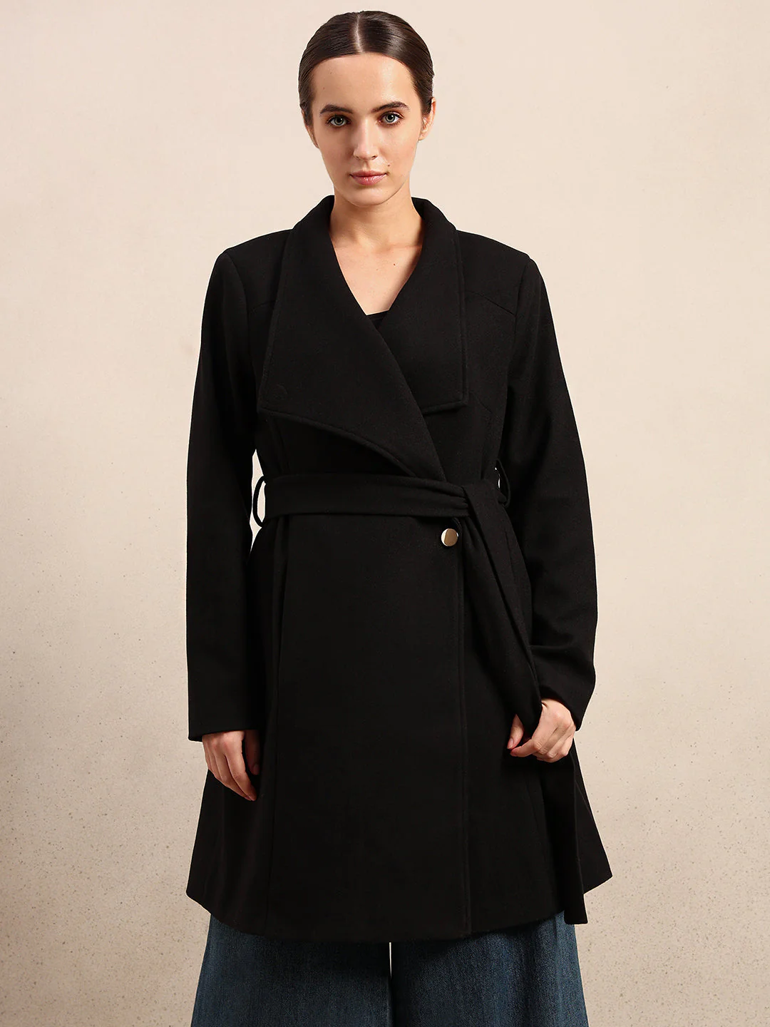 Black Felt Long Jacket - Image 2
