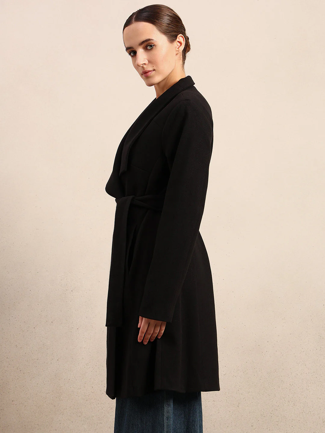Black Felt Long Jacket - Image 3