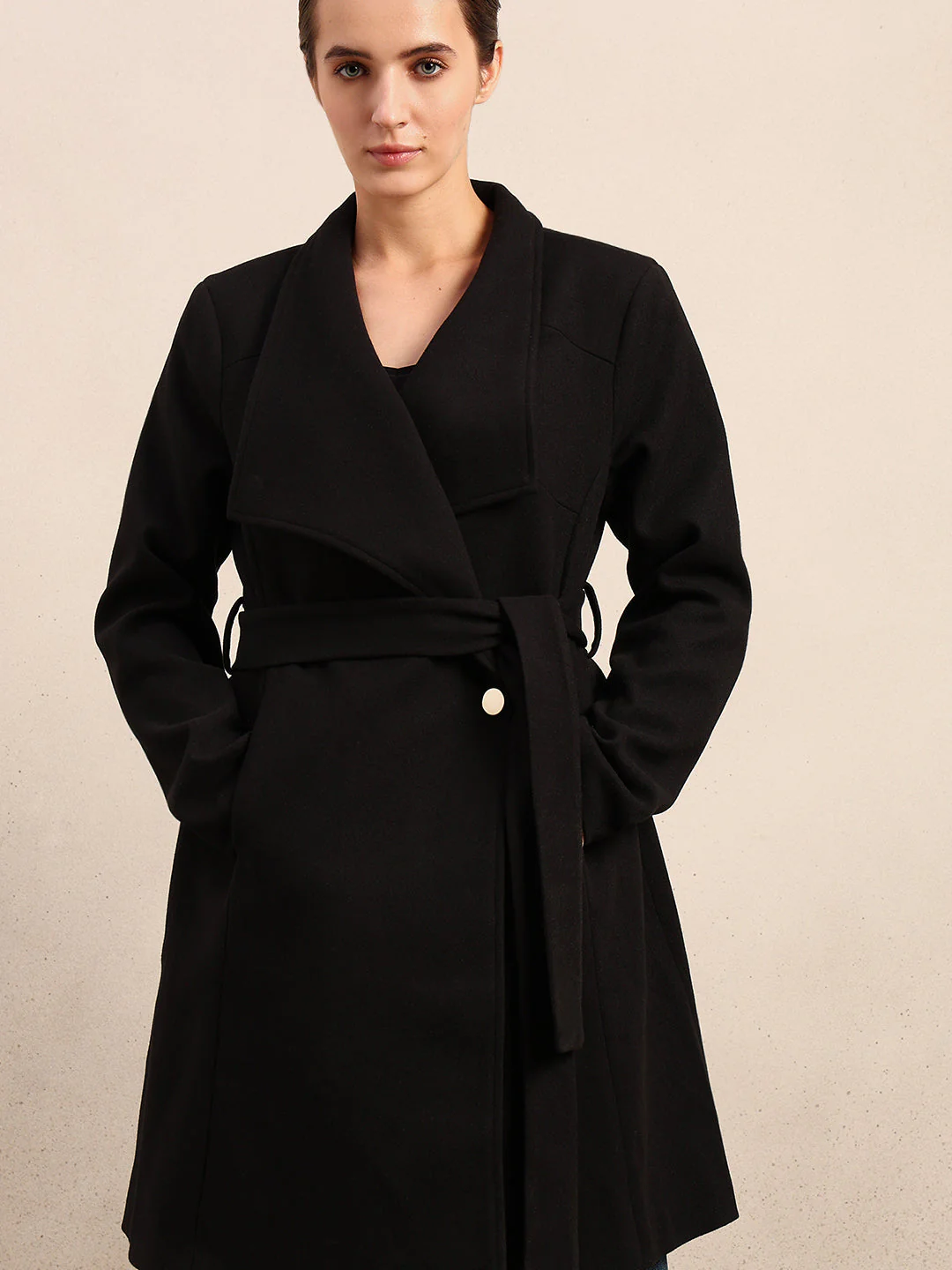 Black Felt Long Jacket - Image 6