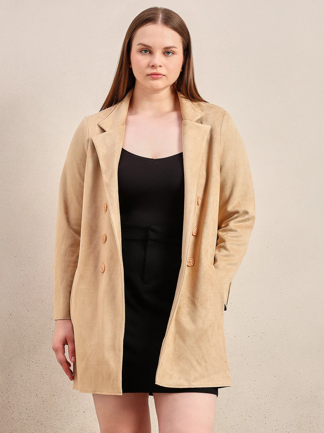 CURVE Brown Suede Overcoat - Image 2