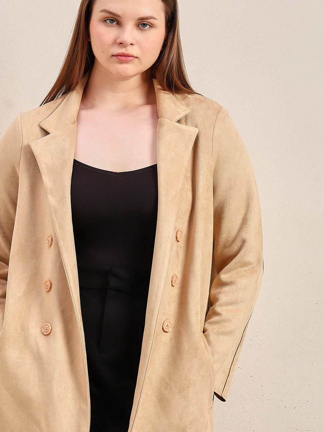 CURVE Brown Suede Overcoat - Image 6