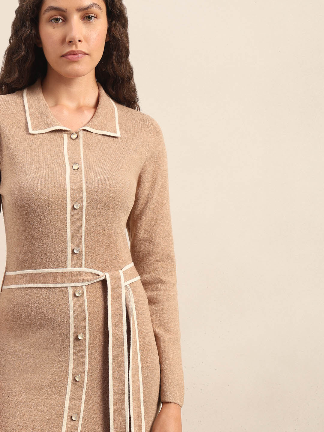Knitted Midi Shirt Dress - Image 5