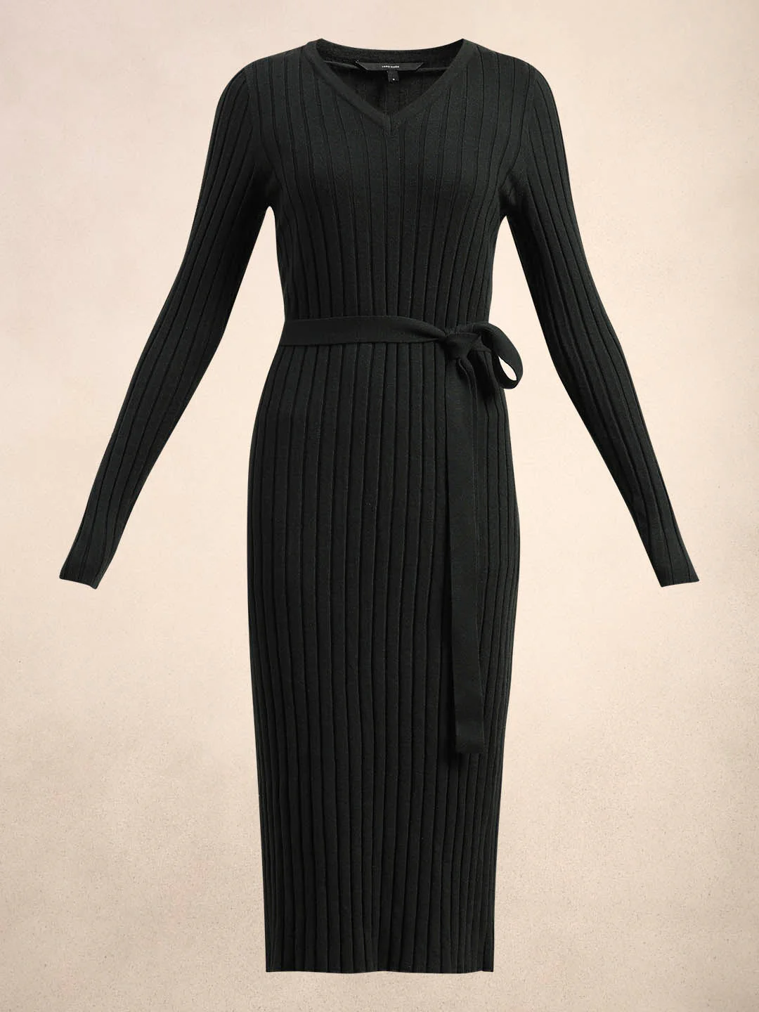 Ribbed V-Neck Knitted Midi Dress - Image 7