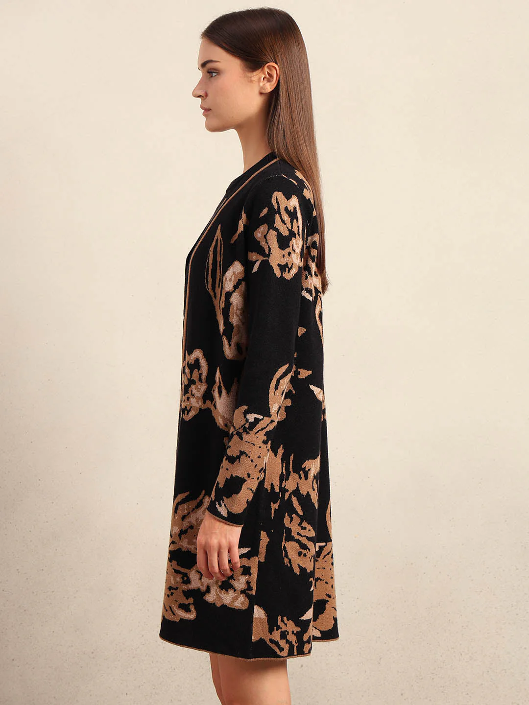 Long Floral Front Open Cardigan - Image 3