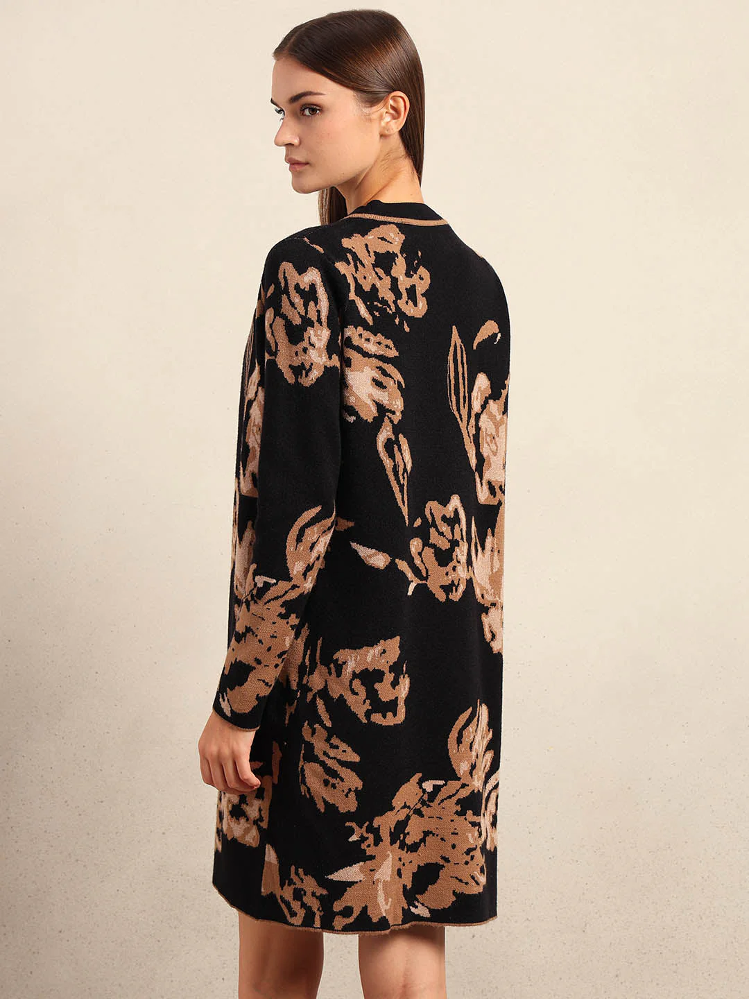 Long Floral Front Open Cardigan - Image 4
