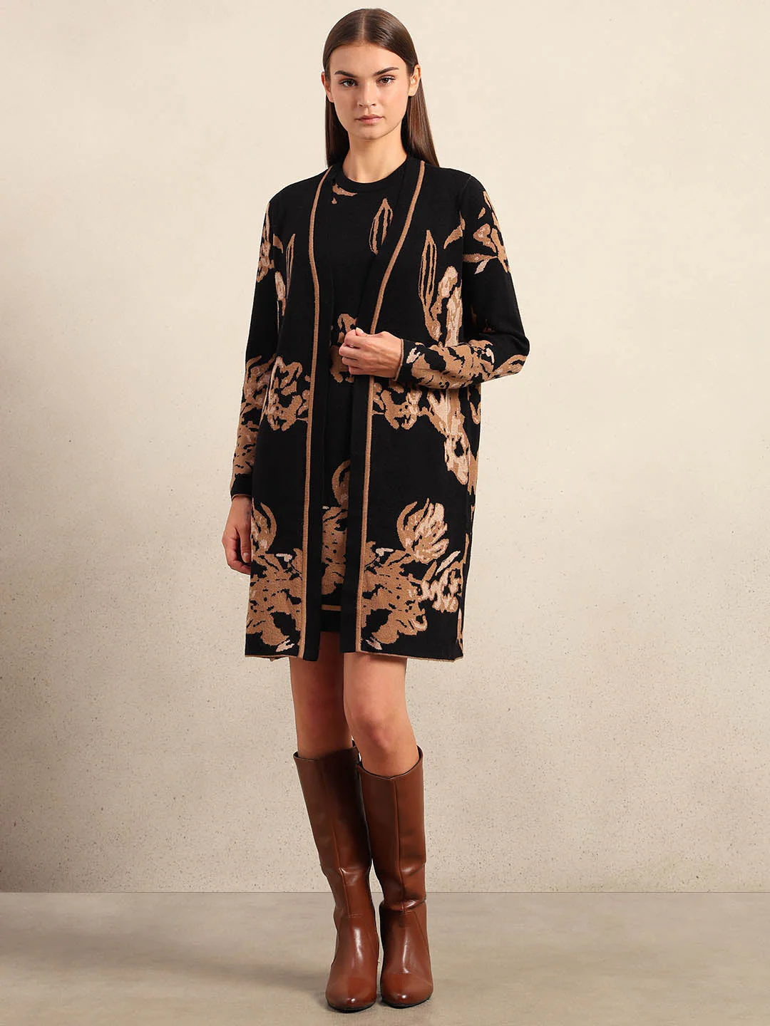 Long Floral Front Open Cardigan - Image 5