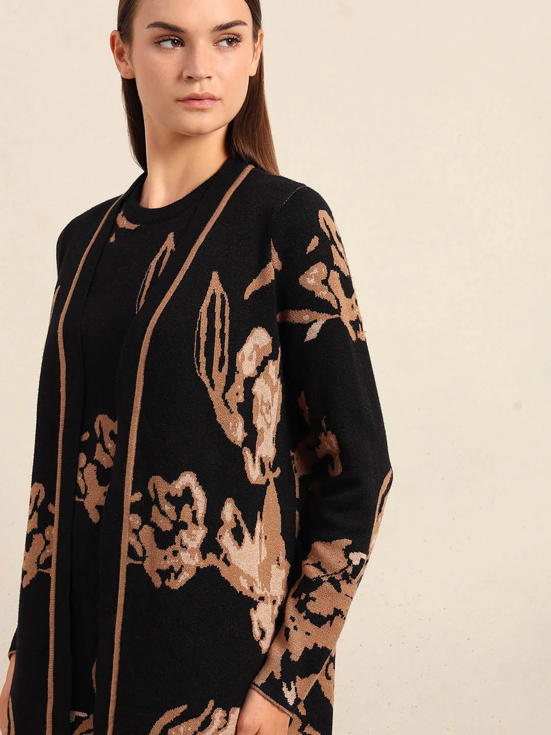 Long Floral Front Open Cardigan - Image 6