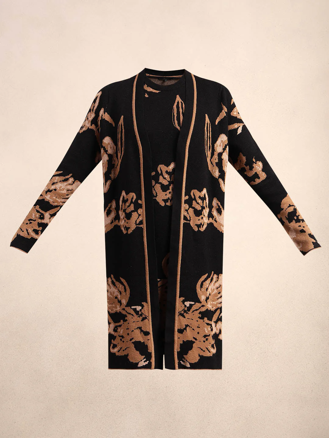 Long Floral Front Open Cardigan - Image 7