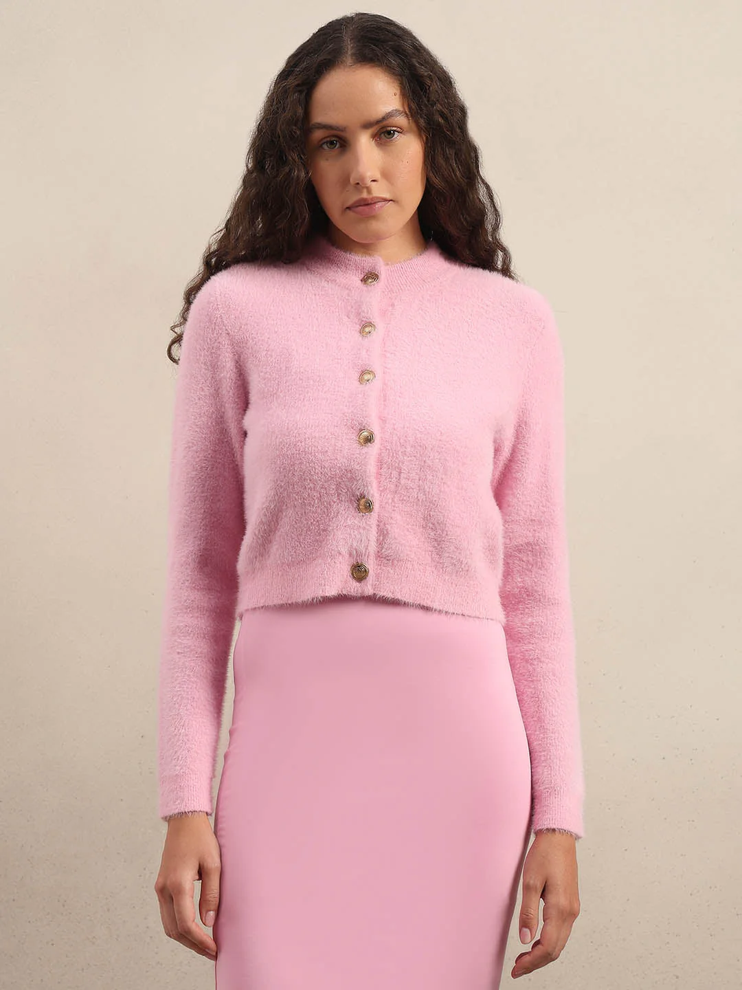 Pink Cropped Cardigan - Image 2
