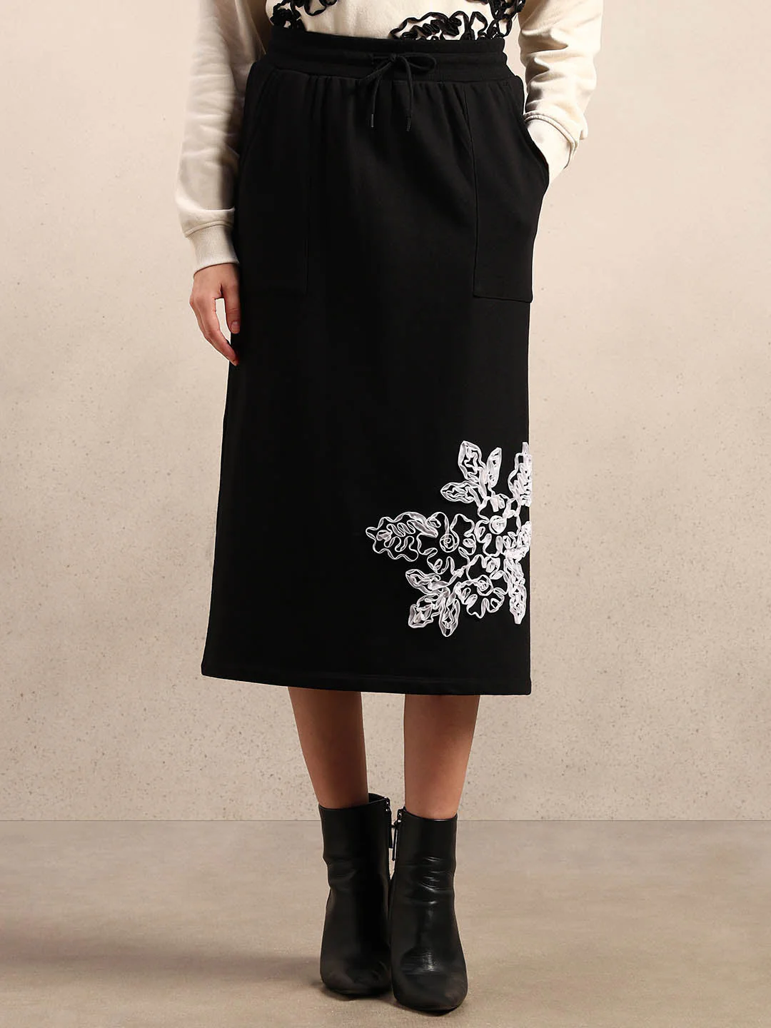 Floral Embroidered Sweatskirt - Image 2