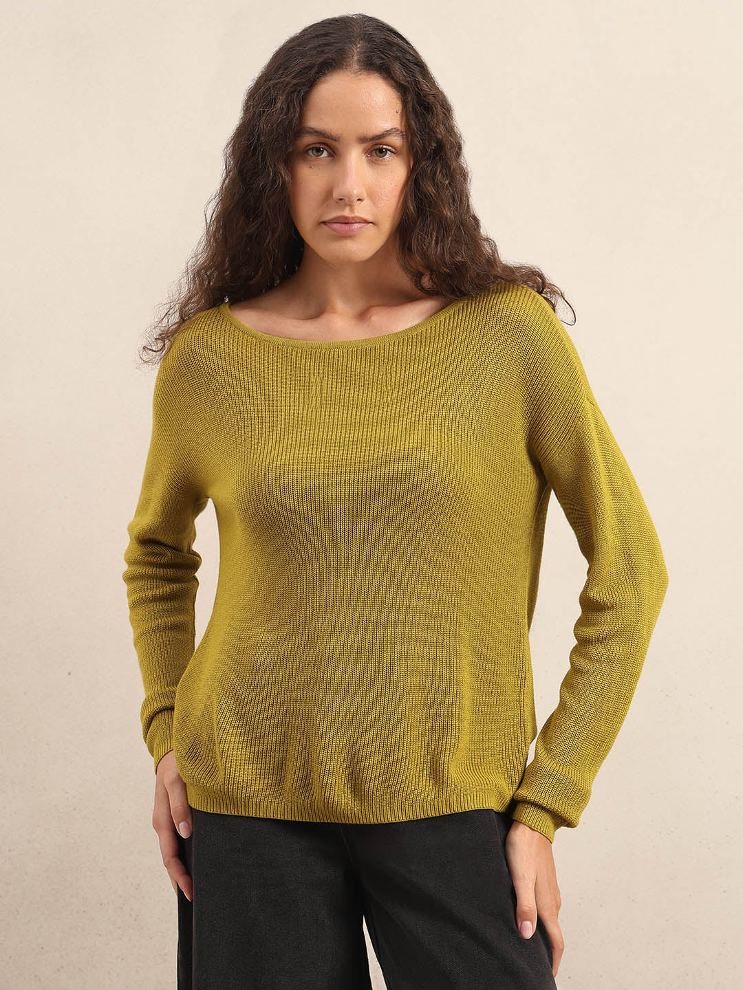 Green Fine Knit Sweater - Image 2
