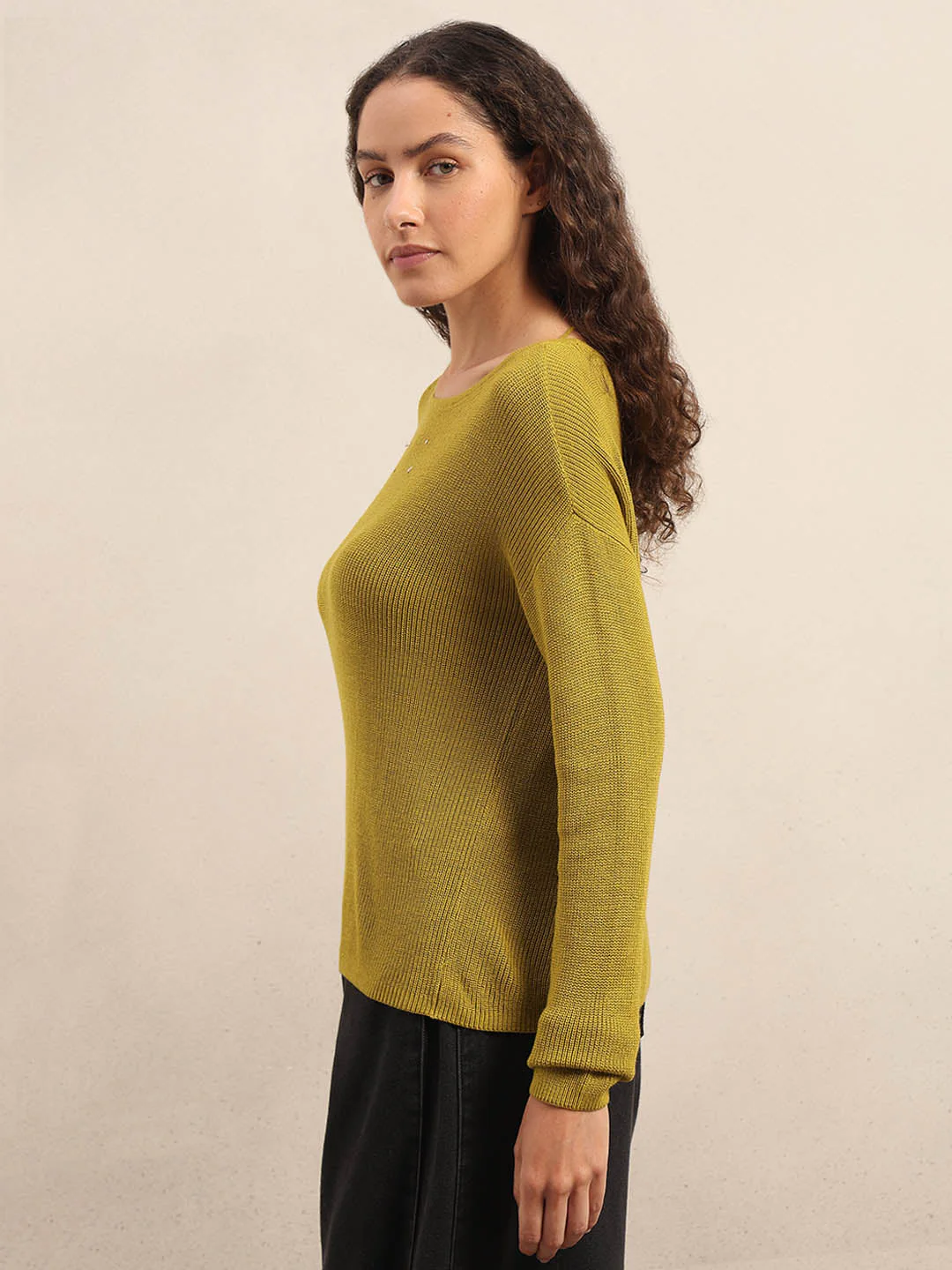 Green Fine Knit Sweater - Image 3