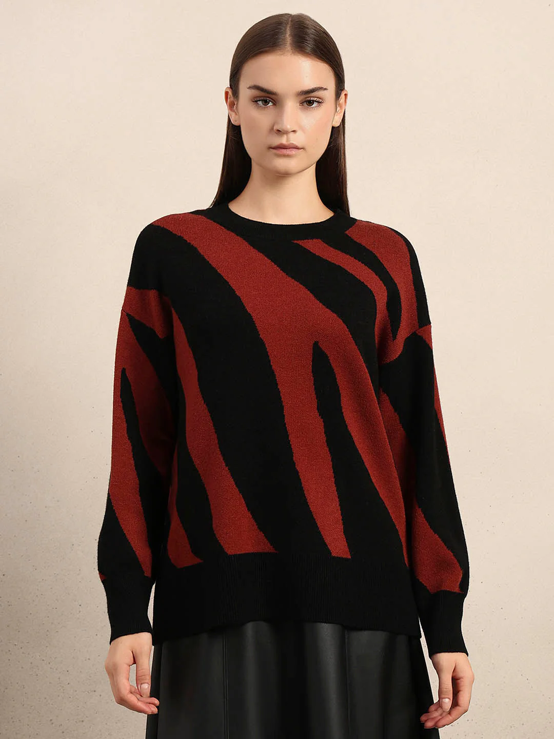 Red & Black Zebra Print Sweater - Image 2