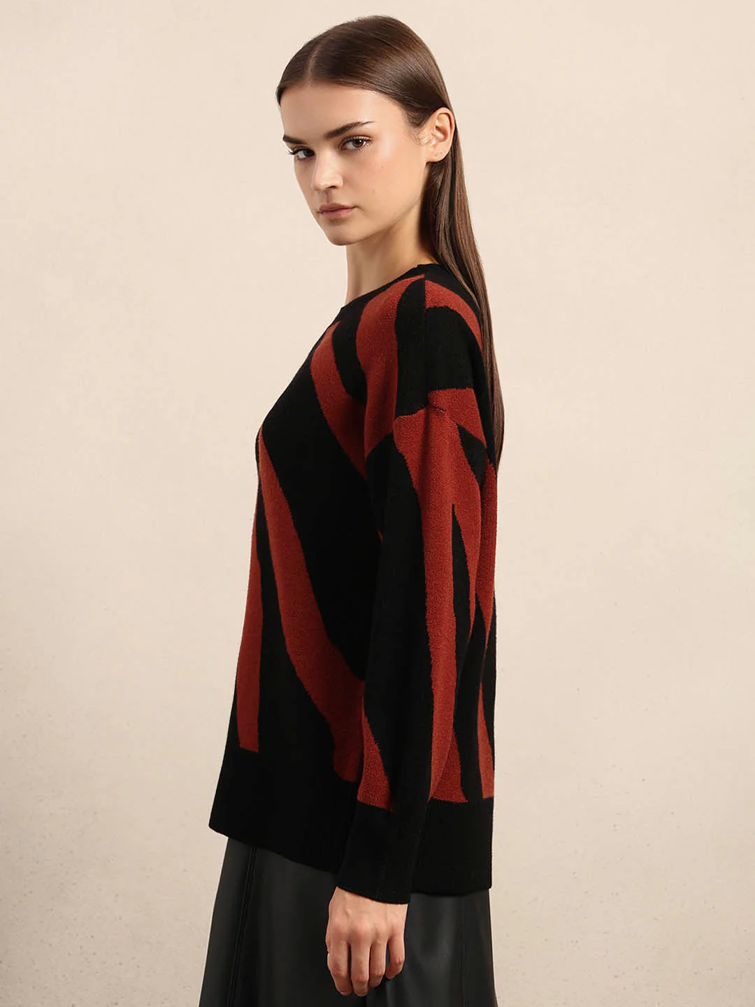 Red & Black Zebra Print Sweater - Image 3