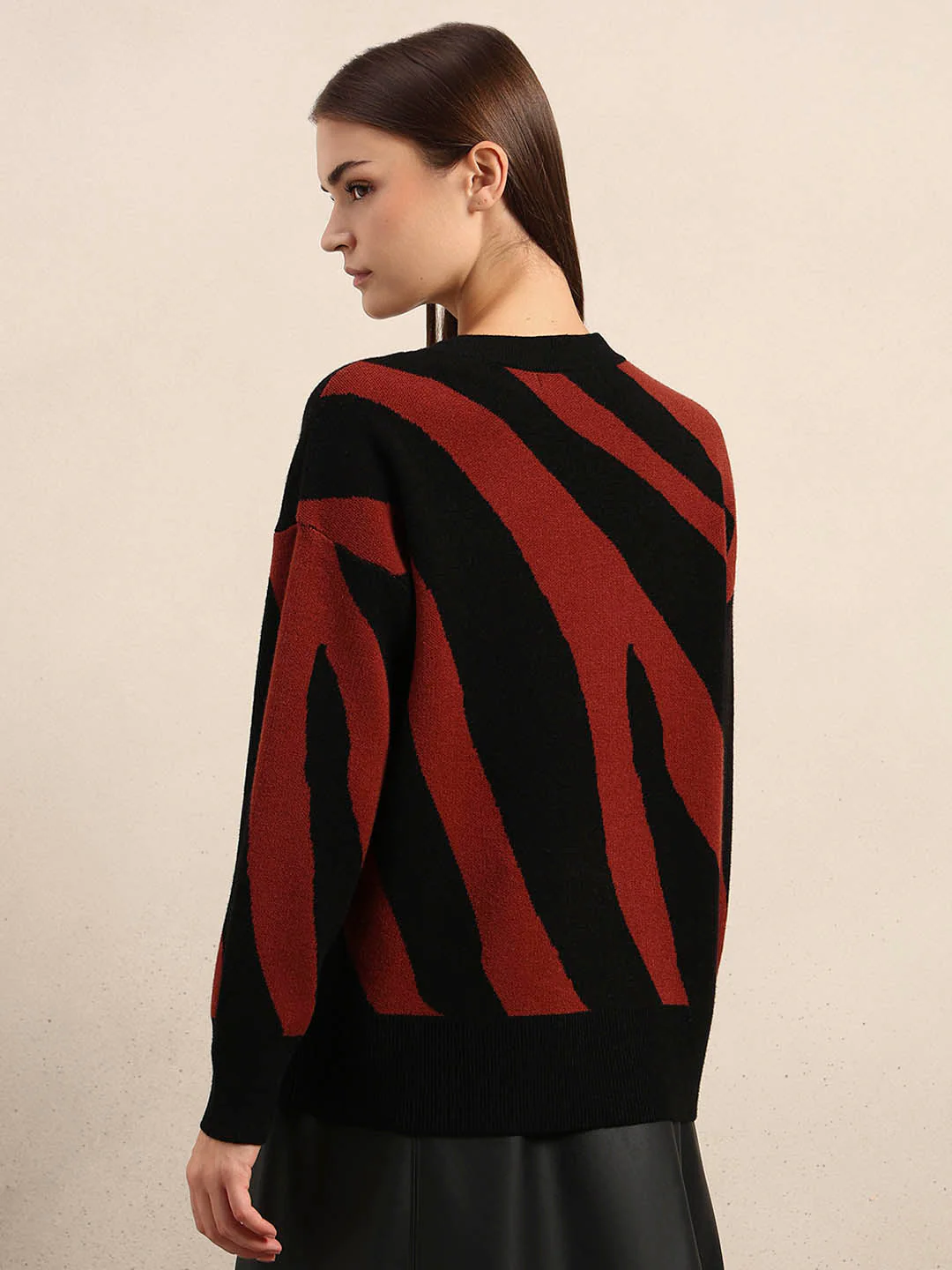 Red & Black Zebra Print Sweater - Image 4