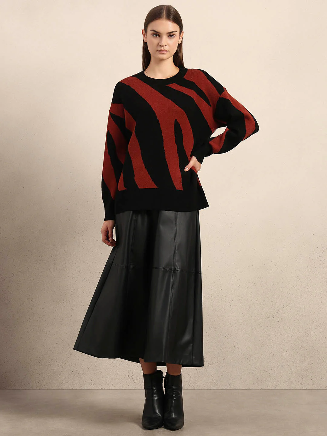 Red & Black Zebra Print Sweater - Image 5