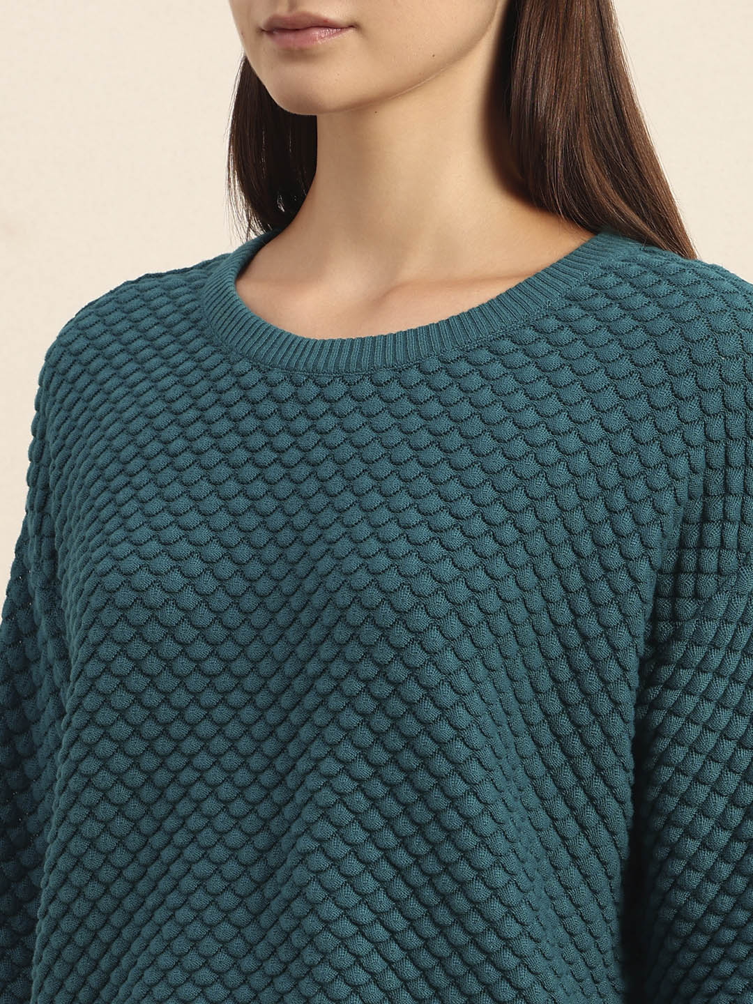 Teal Textured Knit Pullover - Image 8