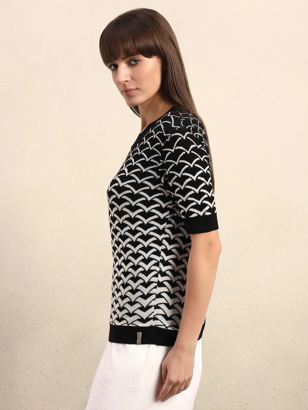 Black Reversible Printed Knit Top - Image 3