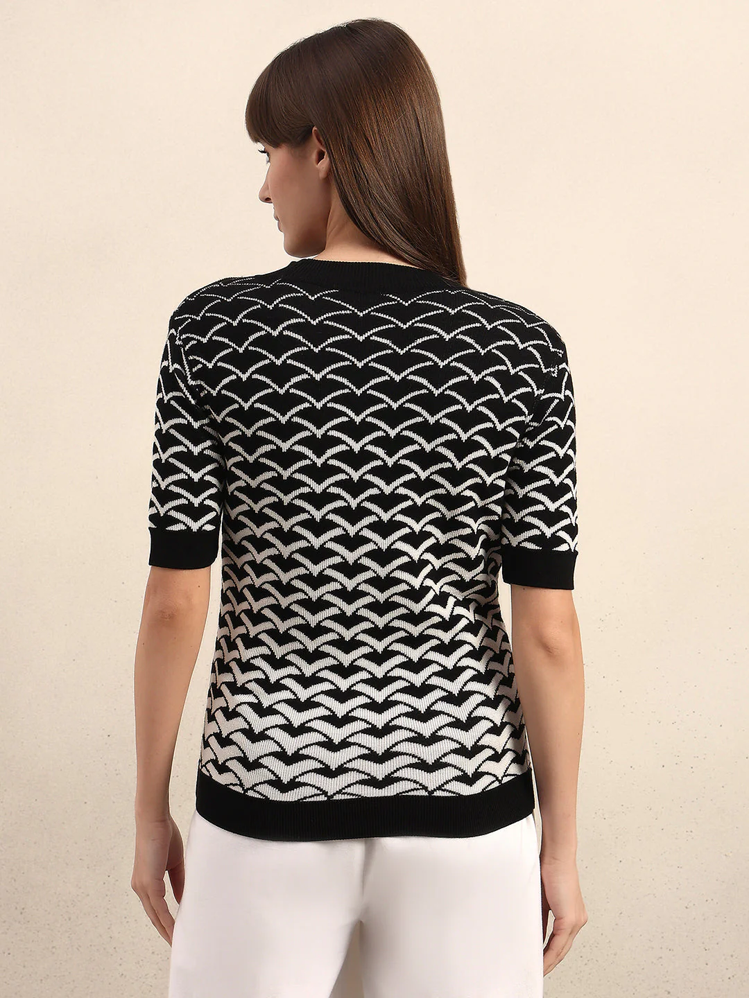 Black Reversible Printed Knit Top - Image 4