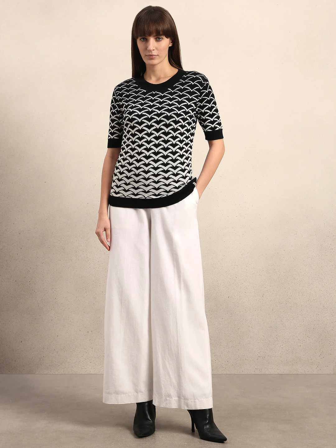 Black Reversible Printed Knit Top - Image 5