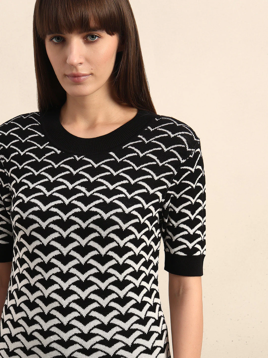 Black Reversible Printed Knit Top - Image 6