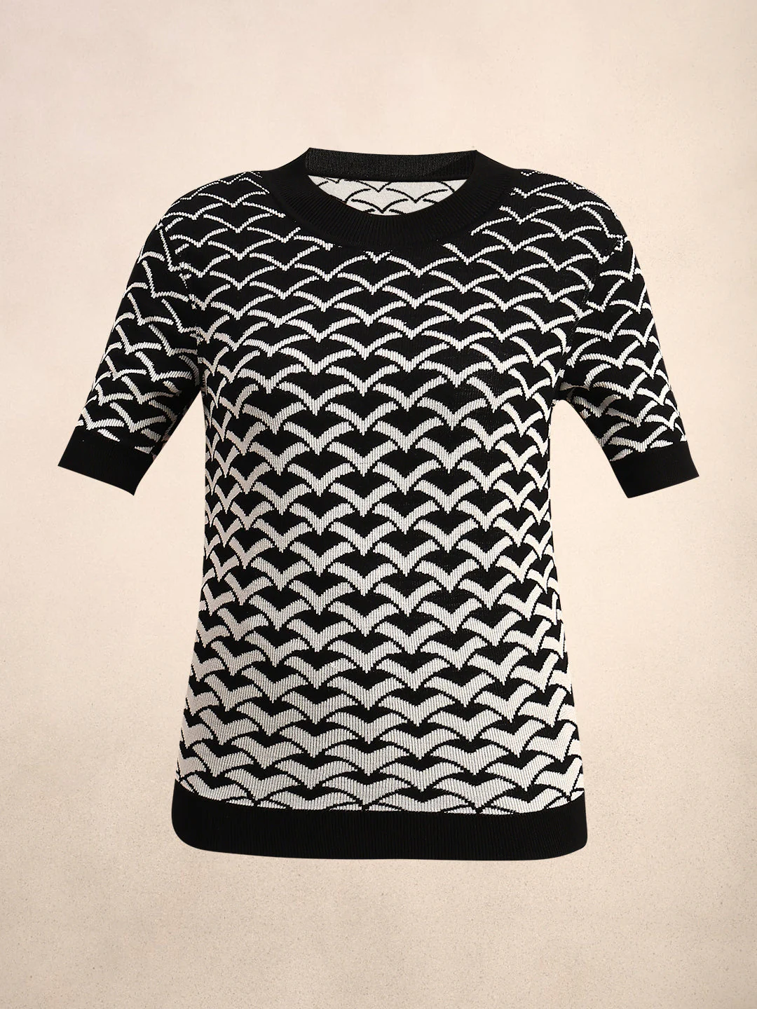 Black Reversible Printed Knit Top - Image 7