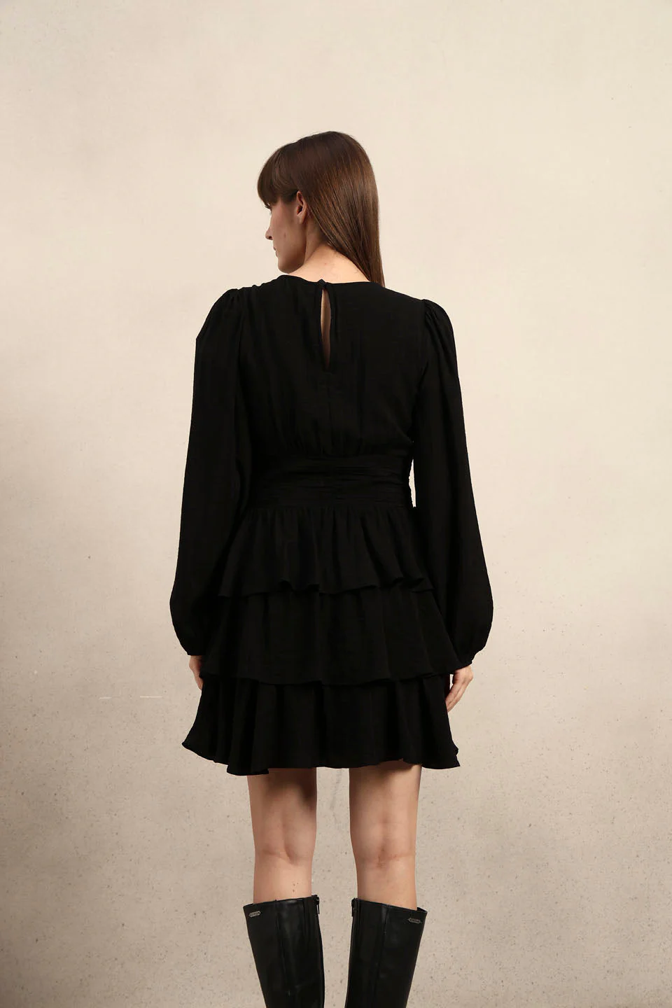 Puff Sleeves O-Neck Mini Dress - Image 10