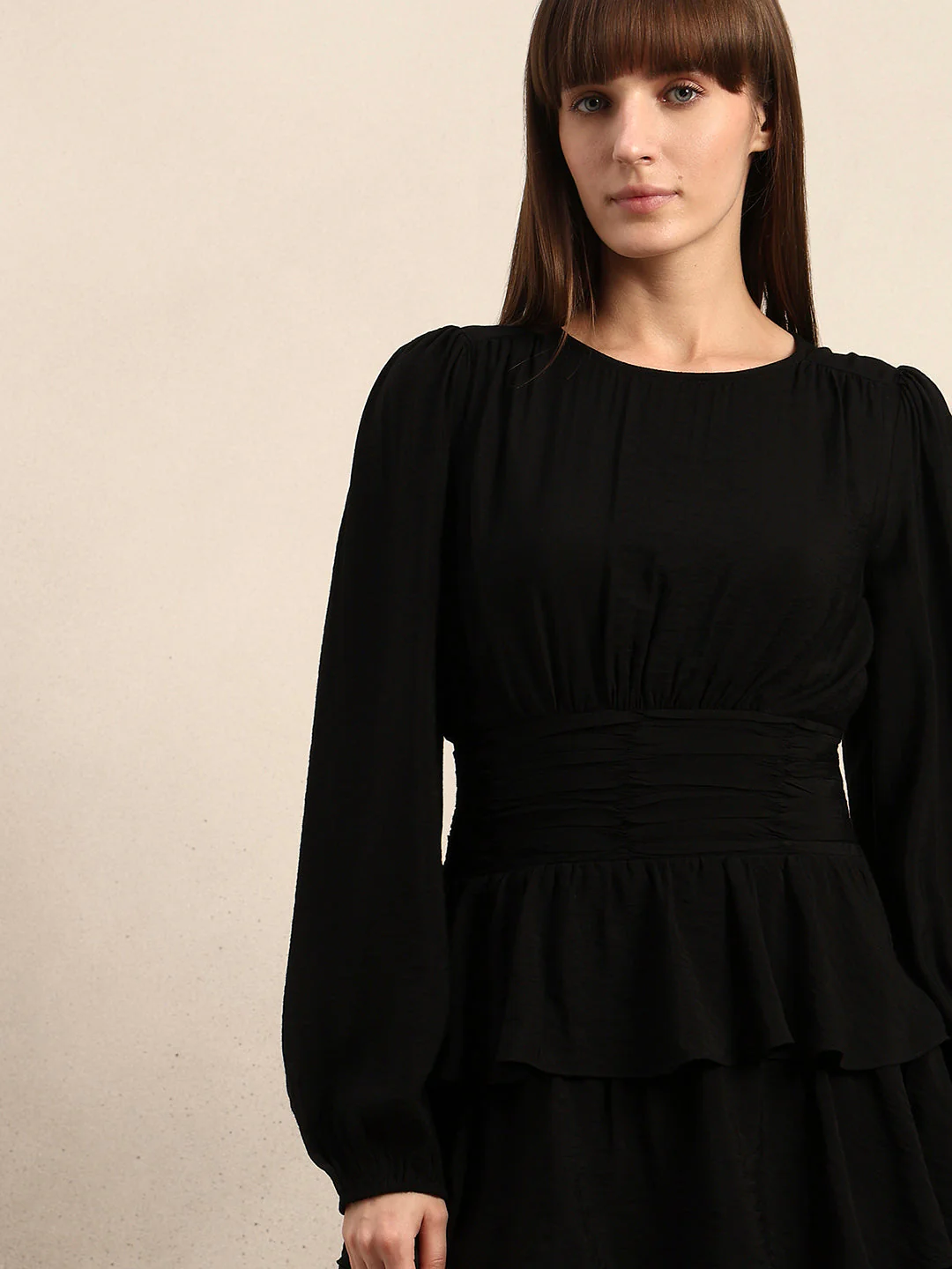 Puff Sleeves O-Neck Mini Dress - Image 6