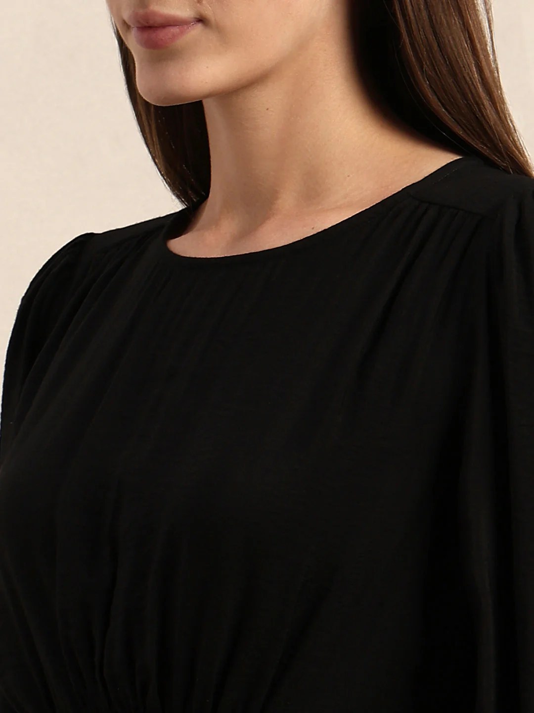 Puff Sleeves O-Neck Mini Dress - Image 8
