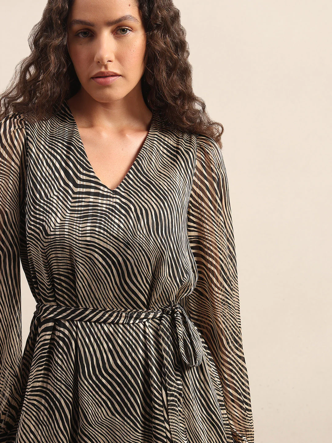 Zebra Print Wrap Dress - Image 5