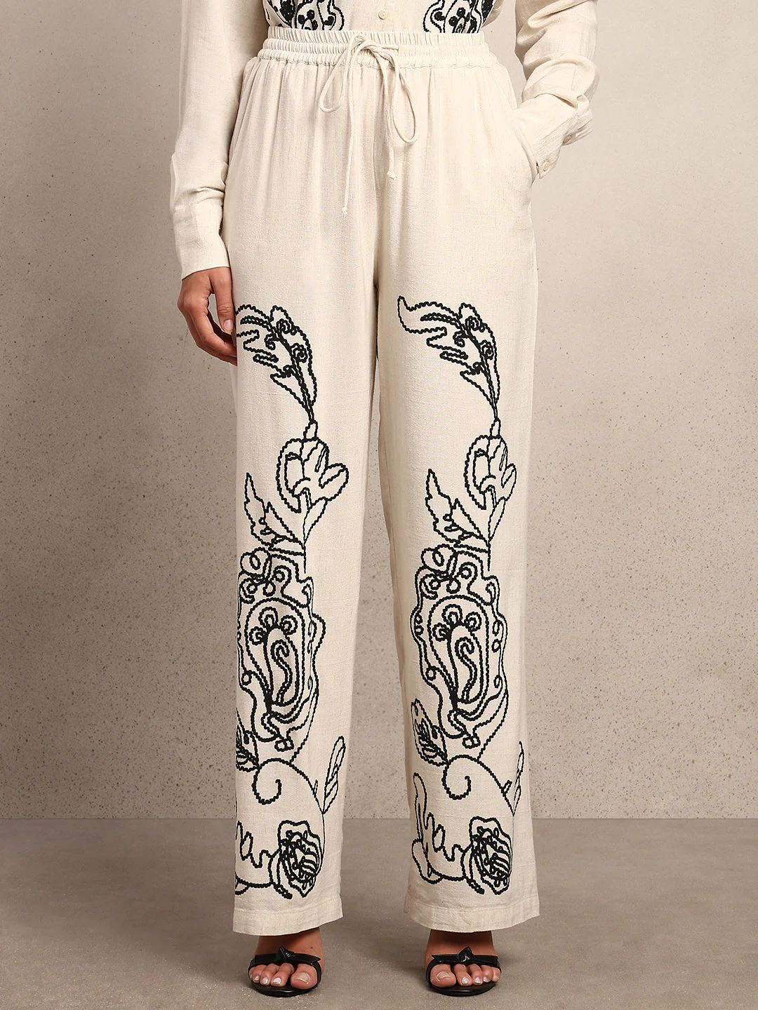Black Cording High Rise Pants - Image 2