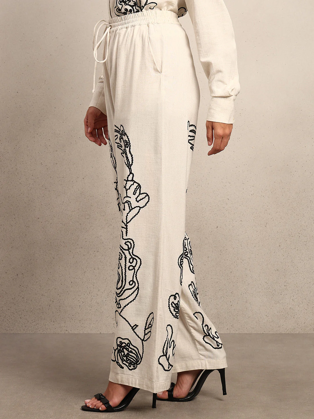 Black Cording High Rise Pants - Image 3