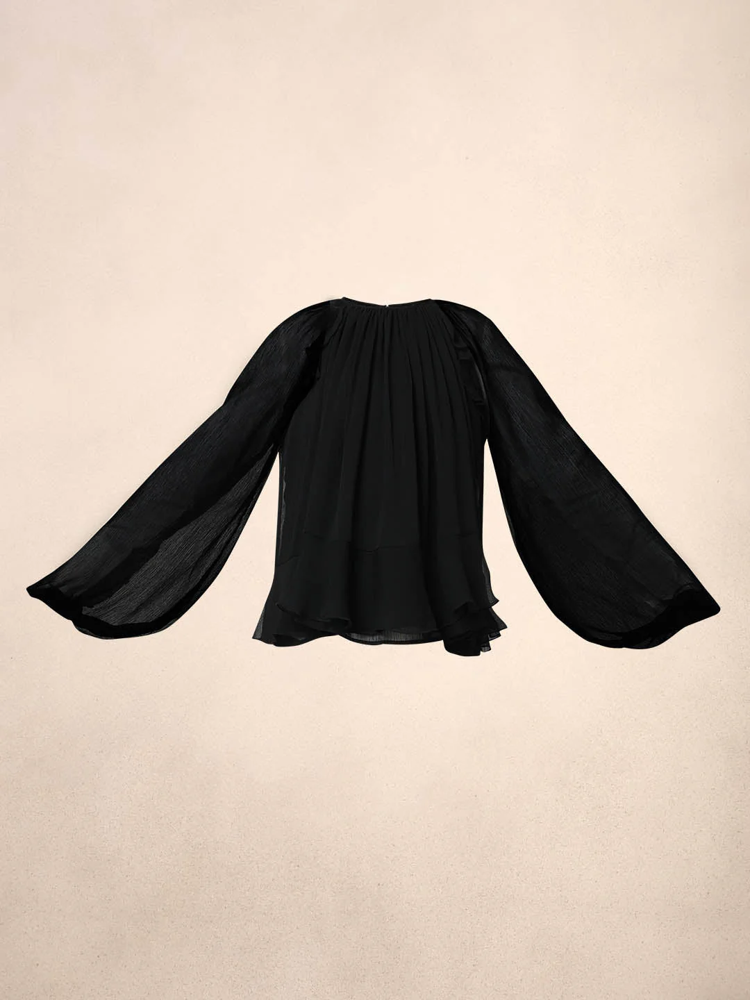 Sheer Ruffle Top - Black - Image 7