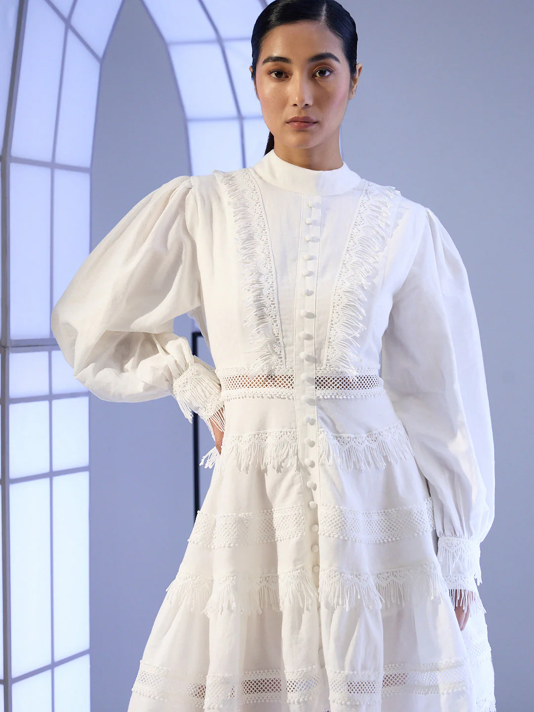 EDIT White Boho Tiered Mini Dress - Image 6