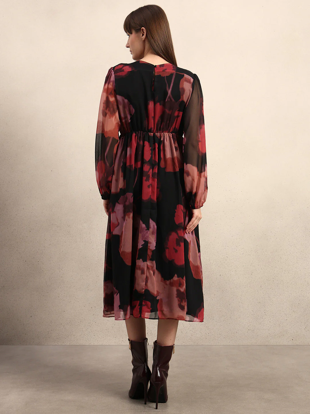 Floral V-Neck Midi Dress - Image 4