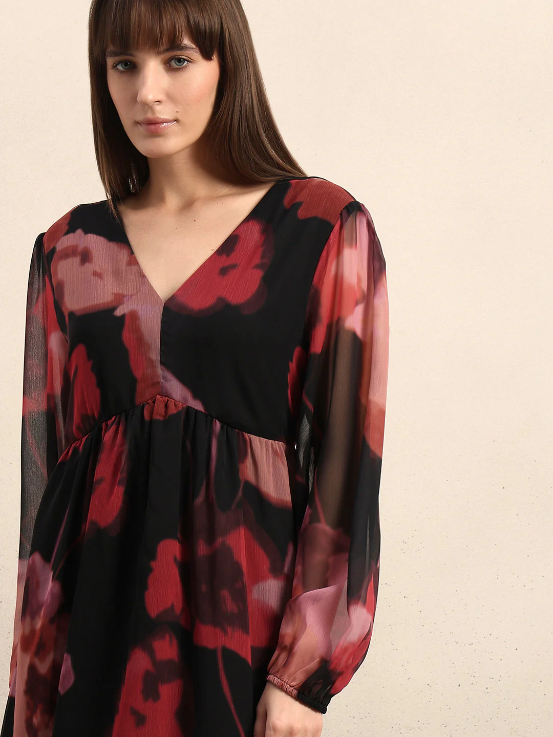 Floral V-Neck Midi Dress - Image 5