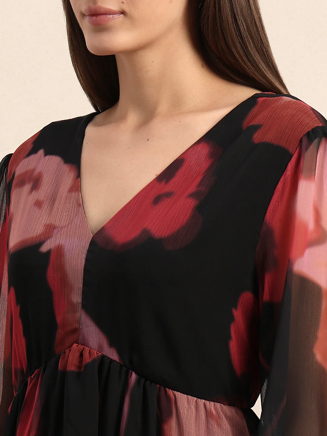 Floral V-Neck Midi Dress - Image 6