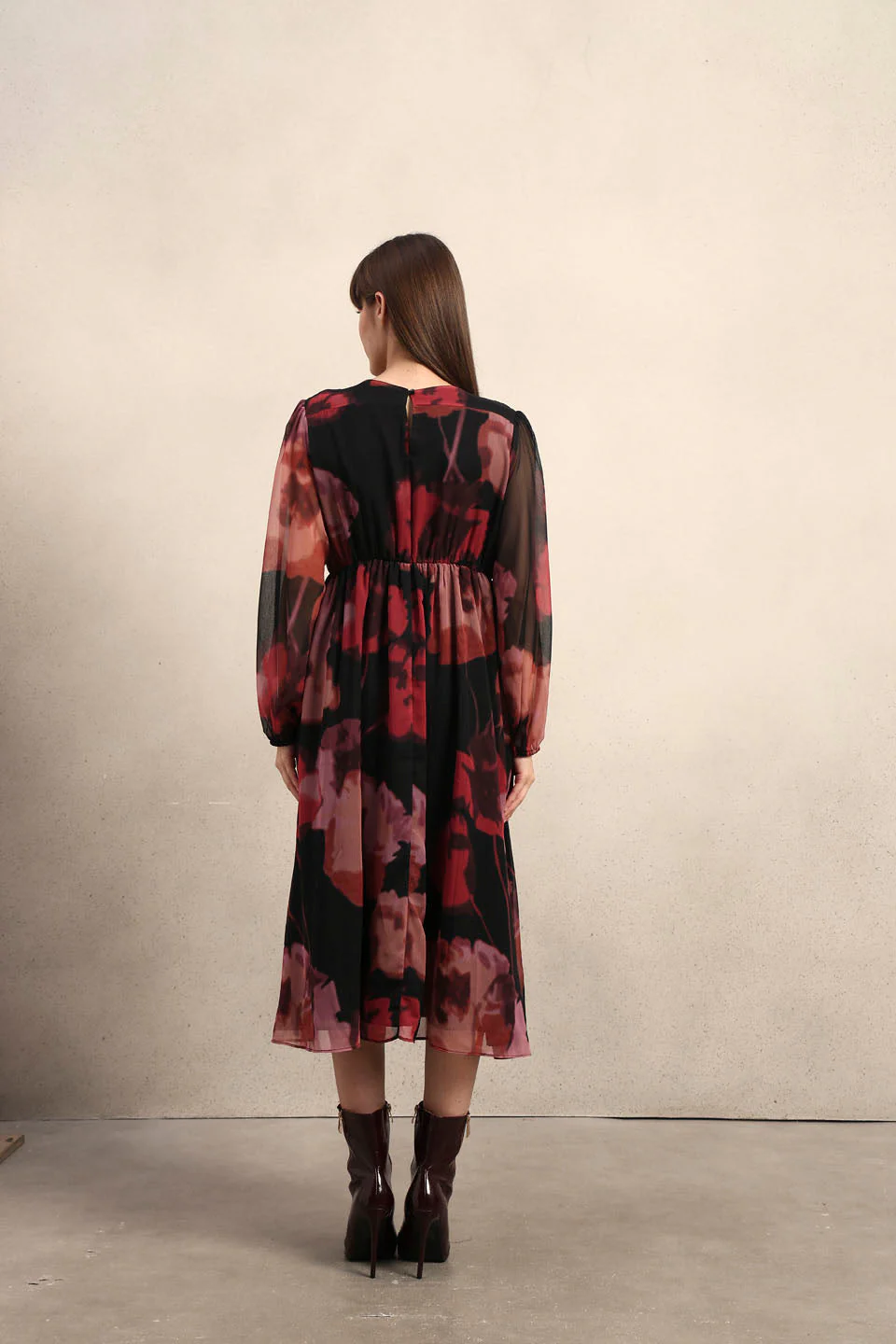 Floral V-Neck Midi Dress - Image 9
