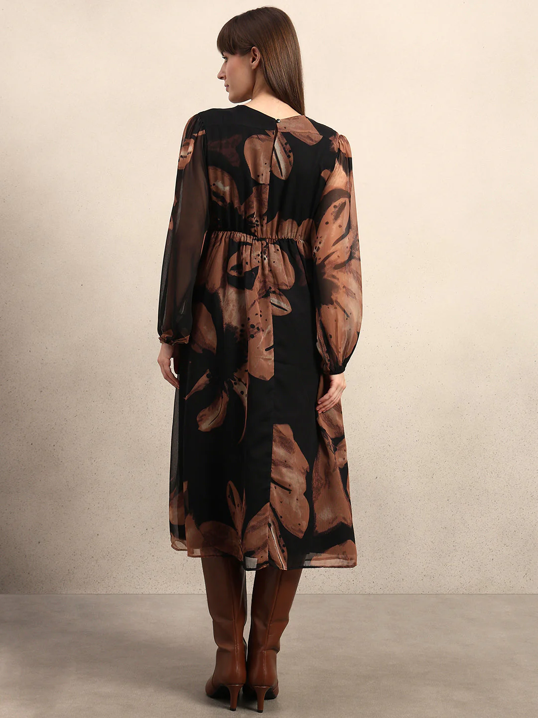 Floral Midi V-Neck Dress - Image 4
