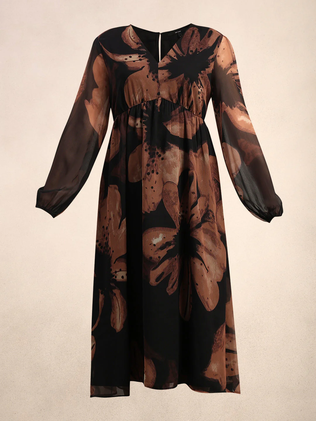 Floral Midi V-Neck Dress - Image 7